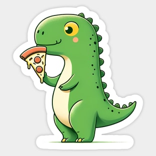 Cute Dinosaur Eating Pizza Sticker
